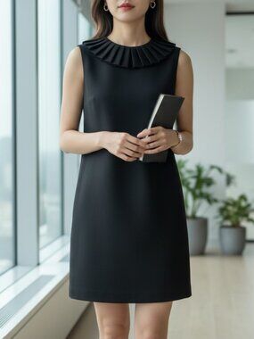 Calvin Klein Sleeveless Accordion Neck Midi Dress – Size 6 – NWOT AS-IS 🖤